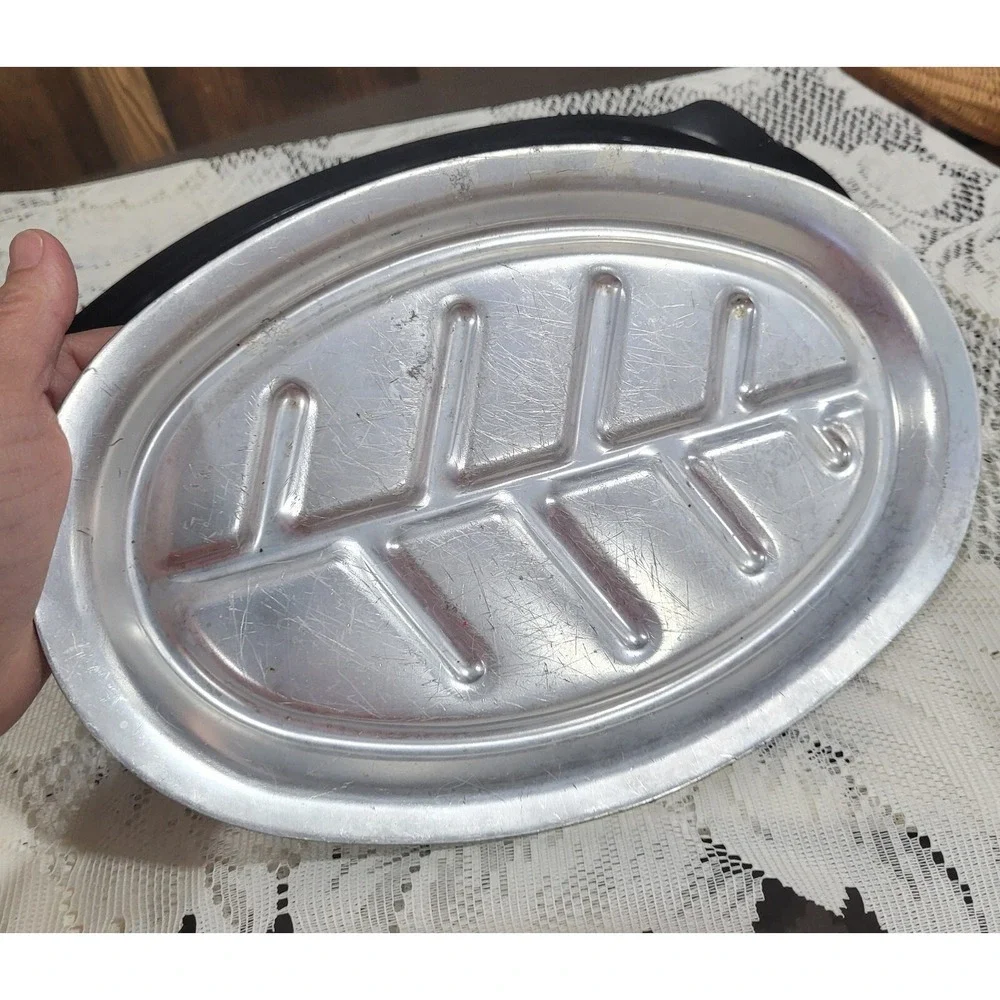 Vintage Nordic Ware No. 310 Platter Holder Steak Plates Stainless Steel Set of 2